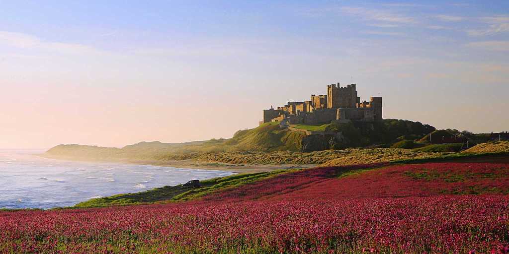 Bamburgh beach and castle